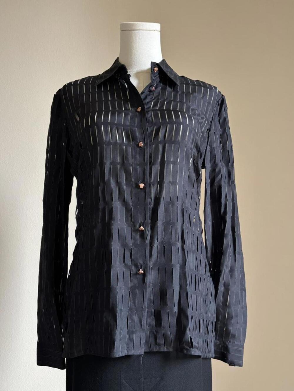 Vintage gianni versace couture silk laser cut button up